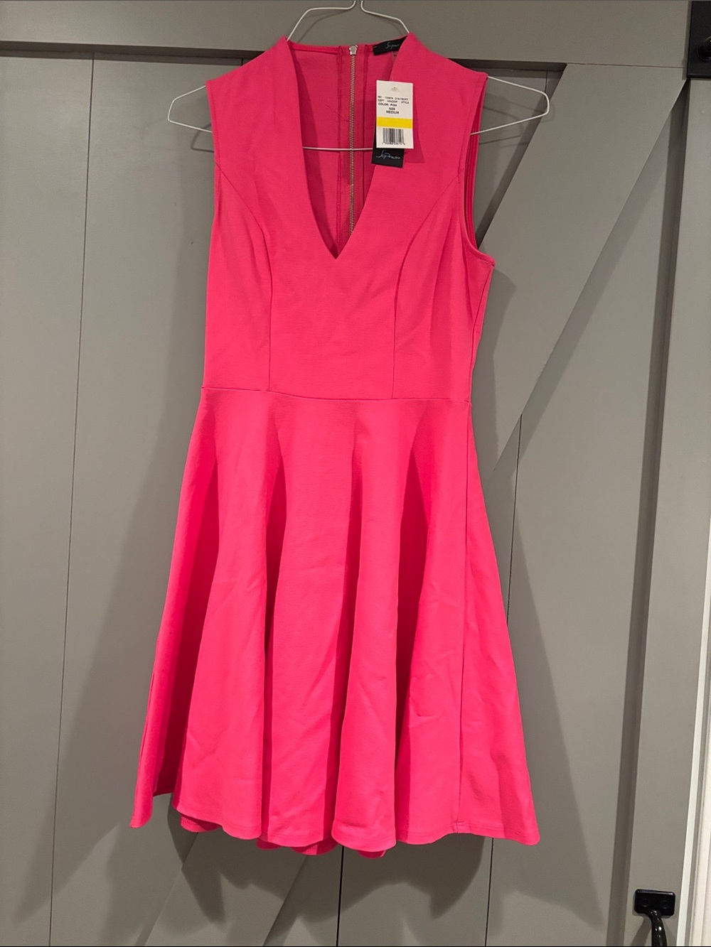 Soprano Hot Pink Sleeveless V-Neck Fit-and-Flare Dress